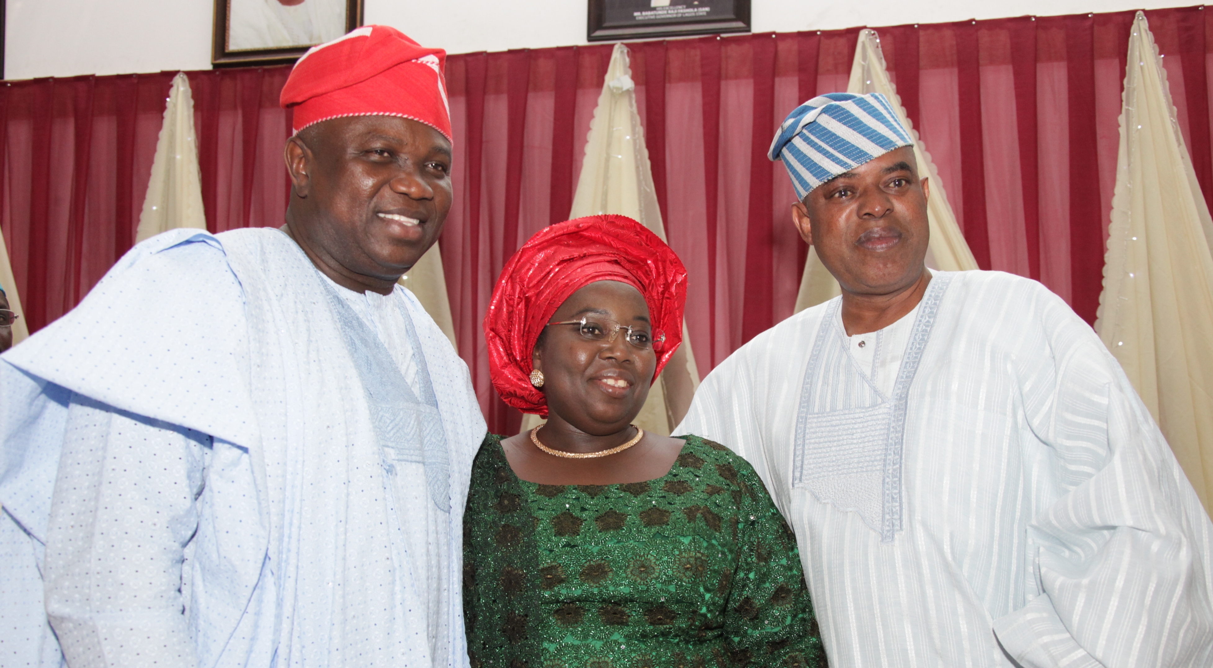 Akinwunmi Ambode, Dr. (Mrs.) Oluranti Adebule and Senator Gbenga Ashafa