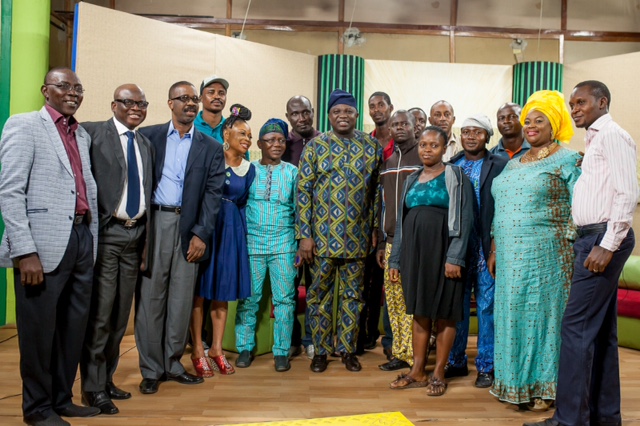 Mr. Ambode with a cross-section of the staff at the LTV Studios