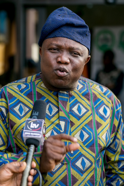 Mr. Akinwunmi Ambode speaking to journalists afterwards