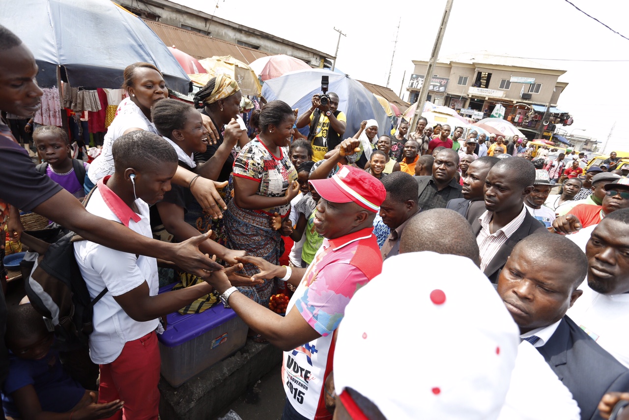 Akinwunmi Ambode on Roadshow in Ajegunle