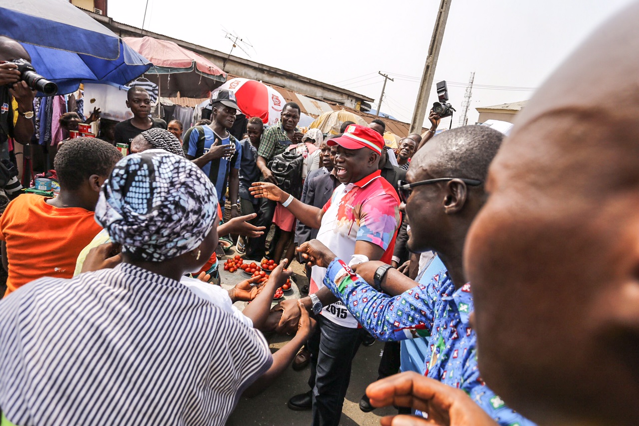 Akinwunmi Ambode on Roadshow in Ajegunle