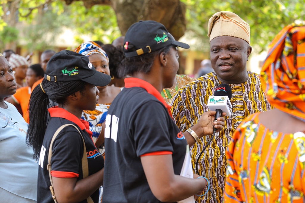 Akinwunmi Ambode being Interviewed by Journalists after his Accreditation