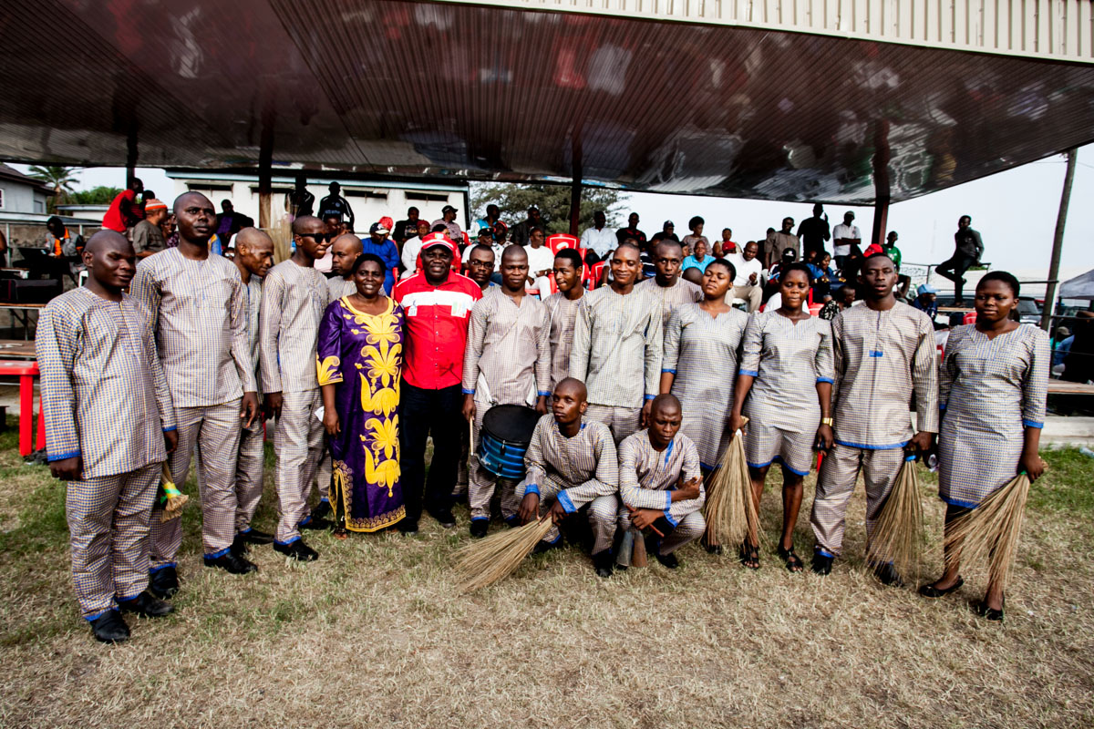 Students of the Bethesda Home for the Blind with Akinwunmi Ambode